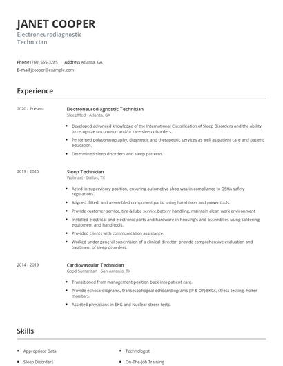 Electroneurodiagnostic Technician Resume