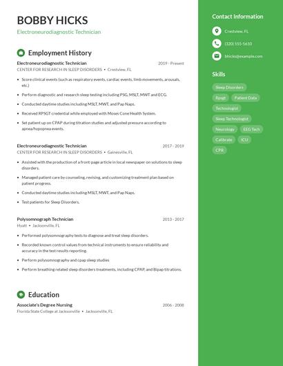 Electroneurodiagnostic Technician Resume