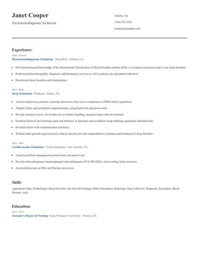 Electroneurodiagnostic Technician Resume