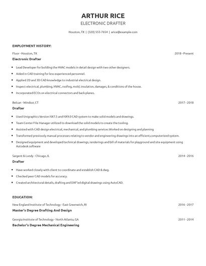 Electronic Drafter Resume