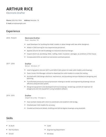 Electronic Drafter Resume