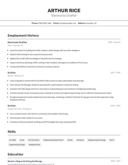 Electronic Drafter Resume