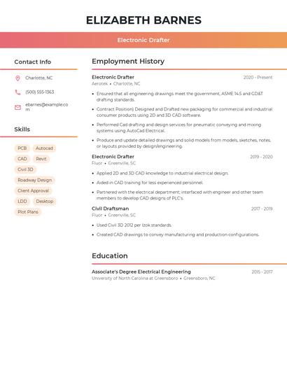 Electronic Drafter Resume