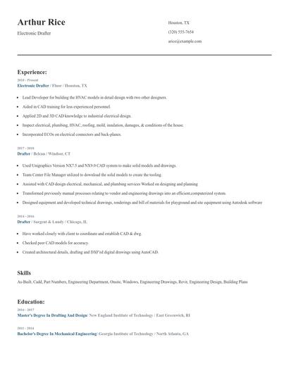 Electronic Drafter Resume
