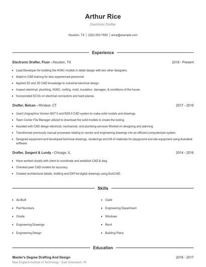 Electronic Drafter Resume