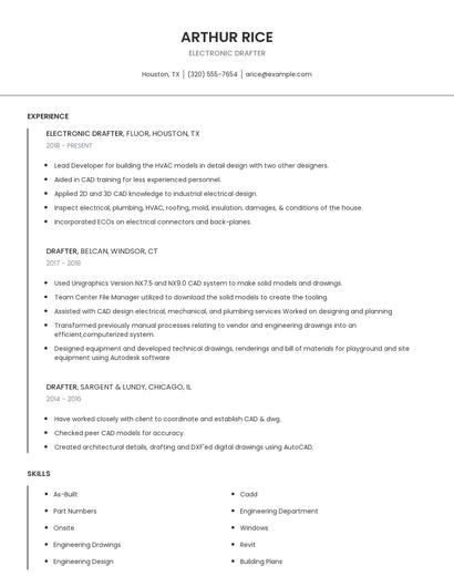 Electronic Drafter Resume