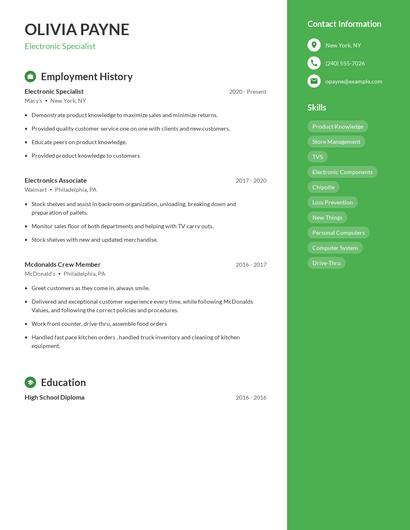 Resume example 5