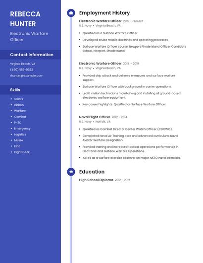 Electronic Warfare Officer Resume