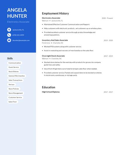 Electronics Associate Resume