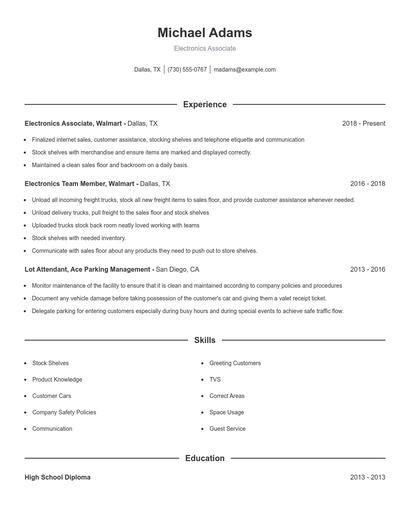Resume example 1
