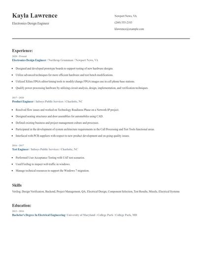 Electronics Design Engineer Resume