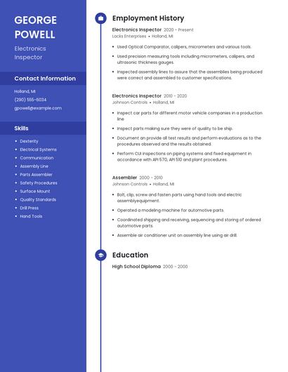 Electronics Inspector Resume