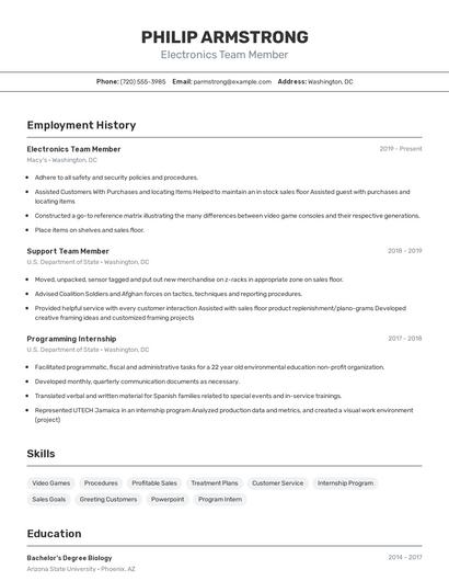 Resume example 2