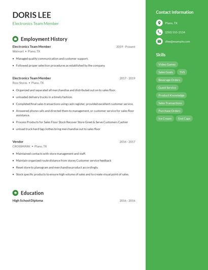 Resume example 5