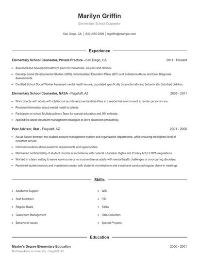 Resume example 1