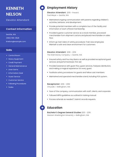 Elevator Attendant Resume