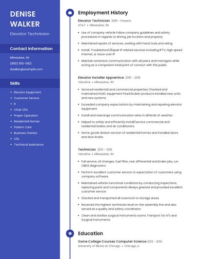 Elevator Technician Resume