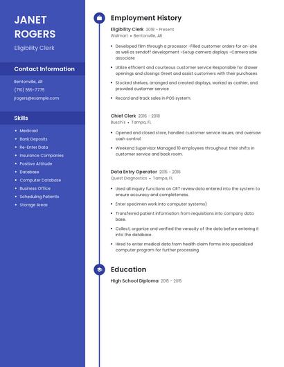 Eligibility Clerk Resume