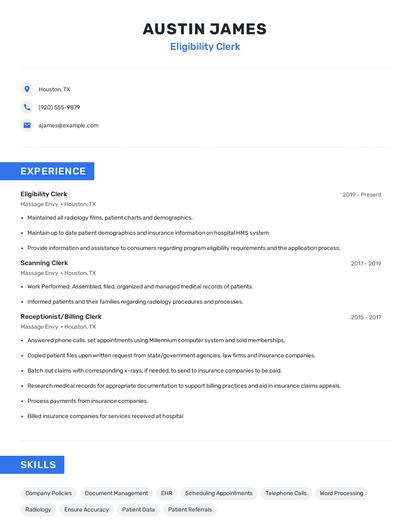 Eligibility Clerk Resume