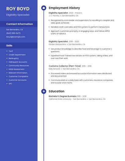 Eligibility Specialist Resume