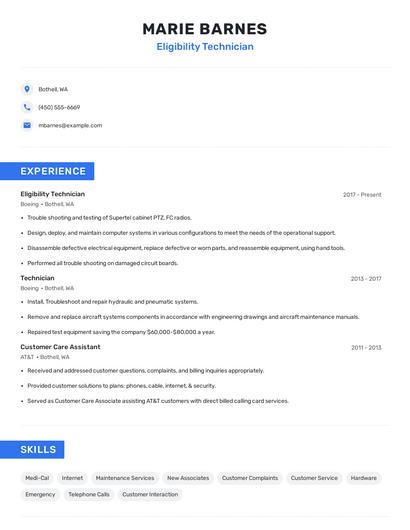 Eligibility Technician Resume