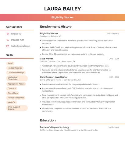 Eligibility Worker Resume