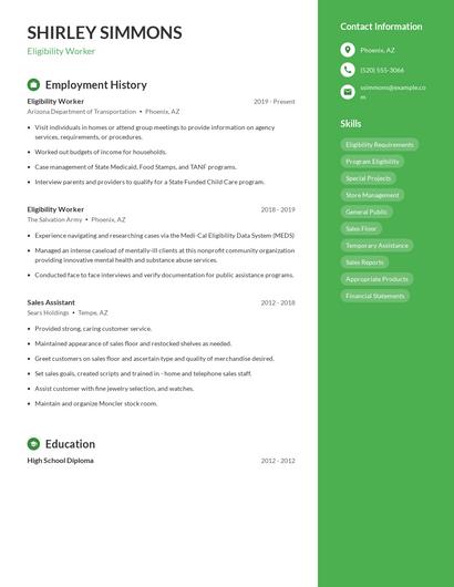 Eligibility Worker Resume