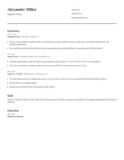Eligibility Worker Resume