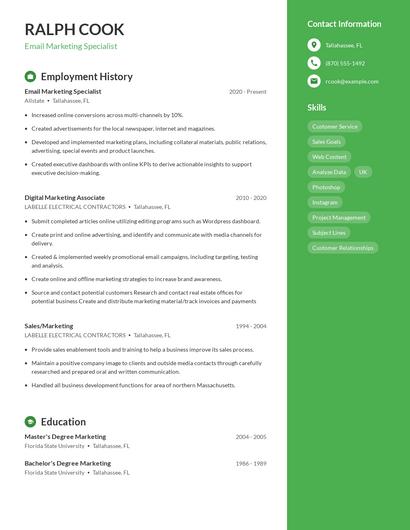Email Marketing Specialist Resume