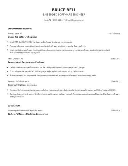 Embedded Software Engineer Resume