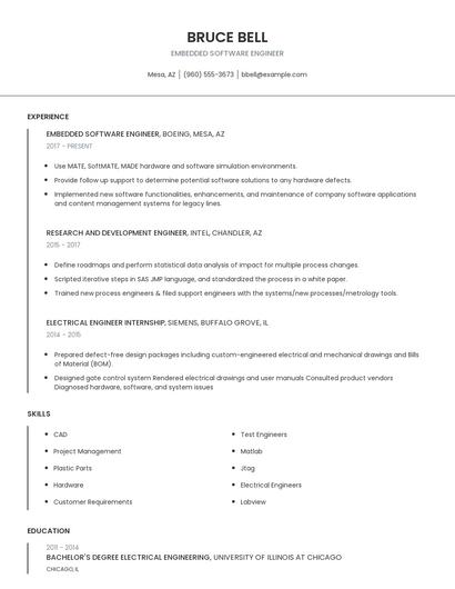 Embedded Software Engineer Resume
