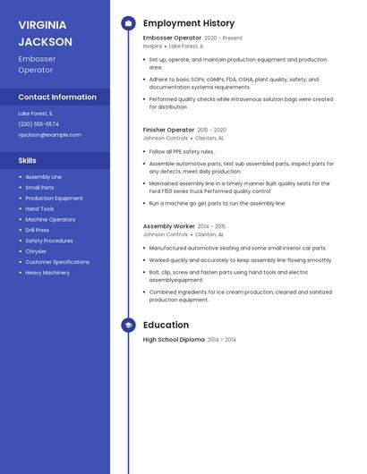 Embosser Operator Resume