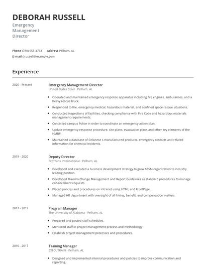 Emergency Management Director Resume