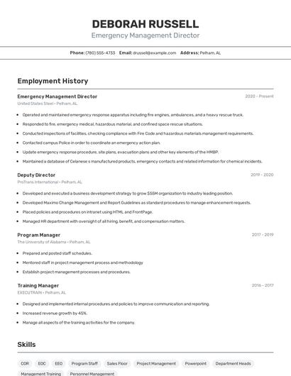 Emergency Management Director Resume