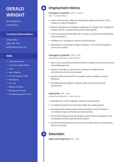 Emergency Operator Resume