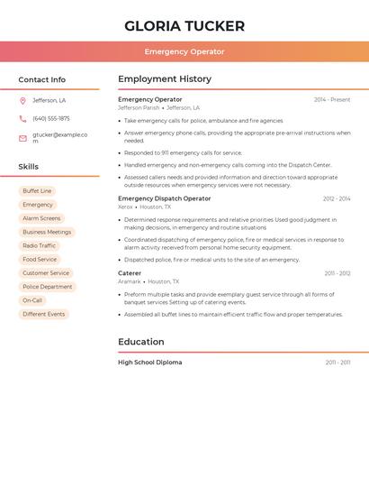 Emergency Operator Resume