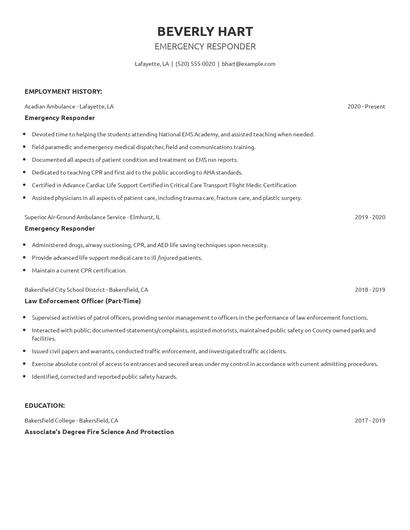 Emergency Responder Resume