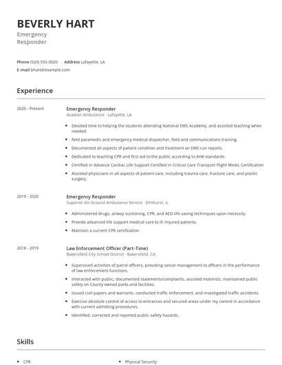 Emergency Responder Resume