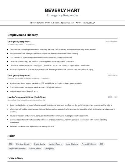 Emergency Responder Resume