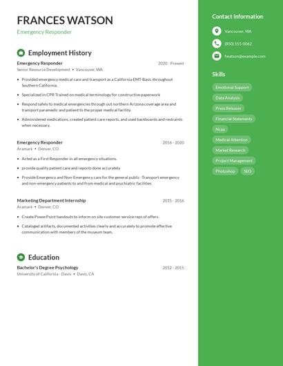 Emergency Responder Resume