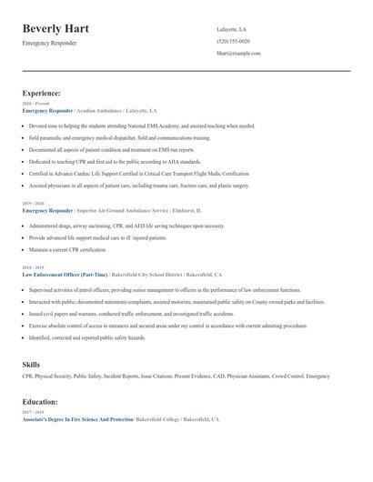 Emergency Responder Resume
