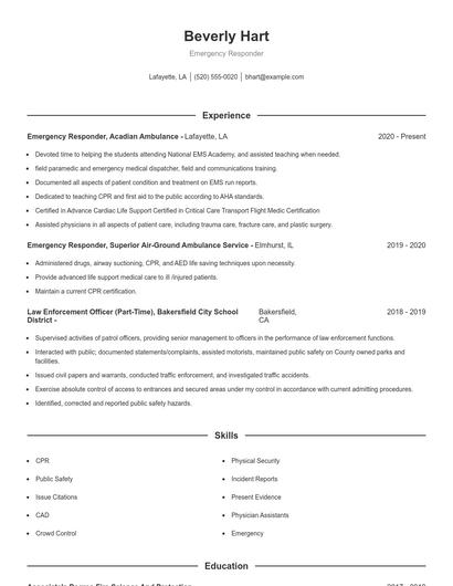 Emergency Responder Resume