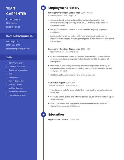 Emergency Services Dispatcher Resume