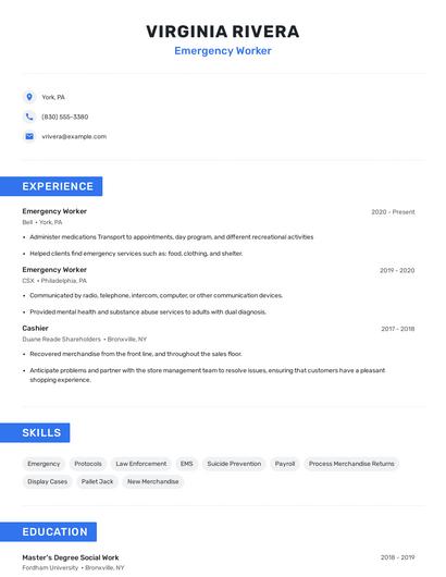 Emergency Worker Resume