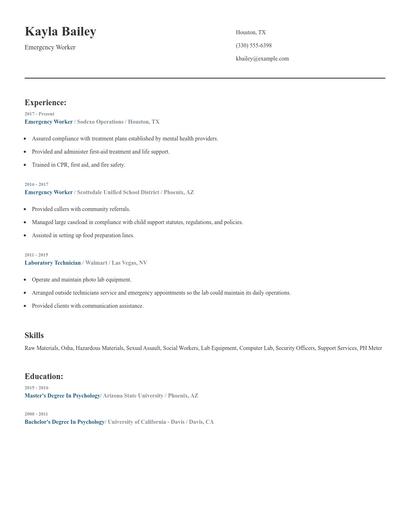 Emergency Worker Resume