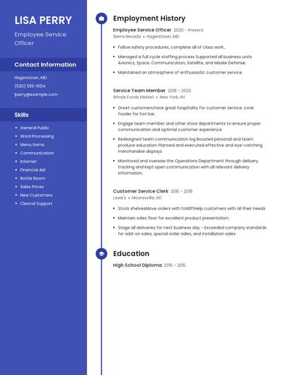 Employee Service Officer Resume