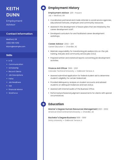 Employment Advisor Resume