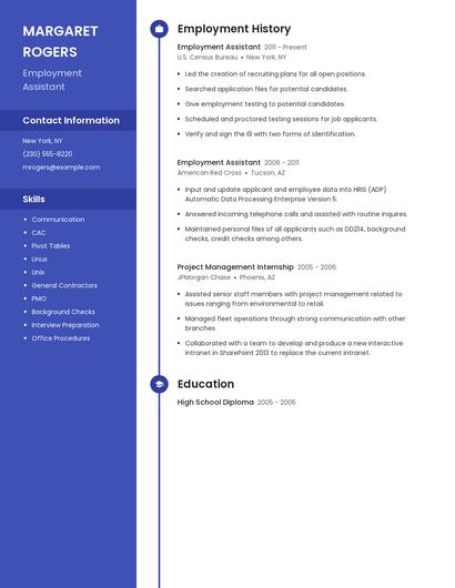Employment Assistant Resume