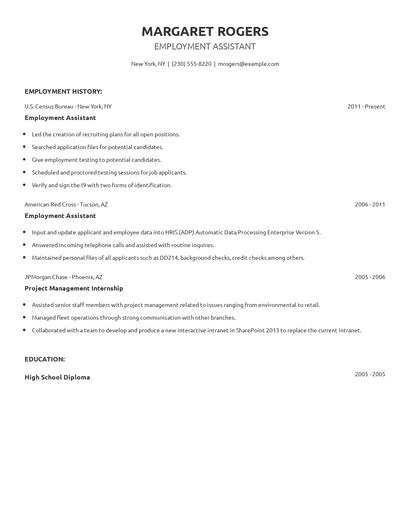 Employment Assistant Resume