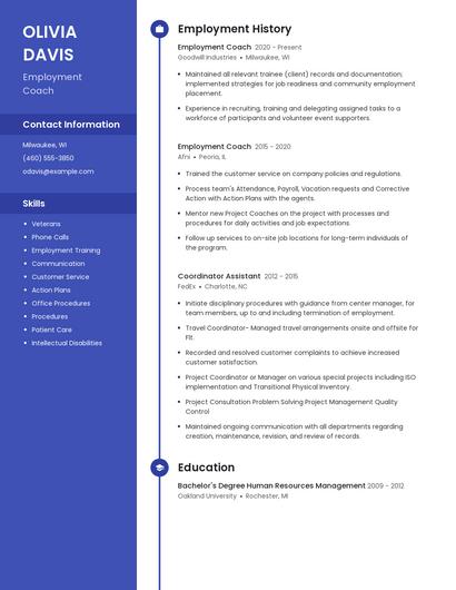 Employment Coach Resume